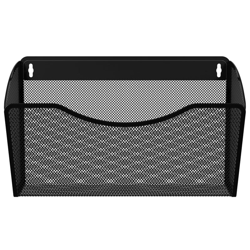 EasyPAG Single Pocket Wall File Organizer, Mesh Hanging File Folder Organizer for Letter/A4 Size Folders Wall Mounted Vertical Mail Holder for Paperwork, Office, Home, School, Black - Image 1